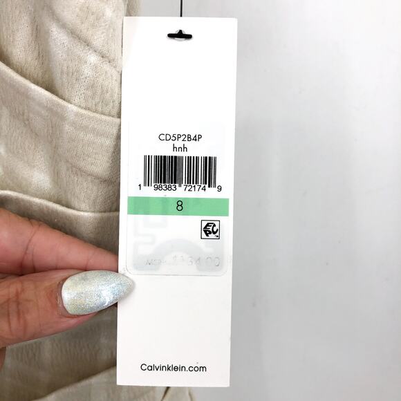 CALVIN KLEIN Womens Plaid Starburst Sheath Dress Size 8 Stony Beige White NWT - Picture 11 of 13